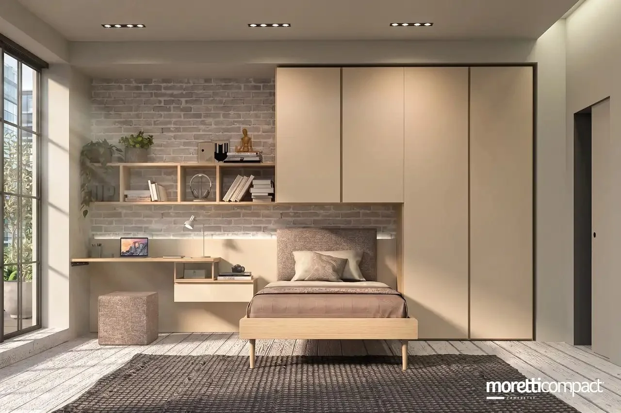 Cameretta Moretti Compact con letto, armadio e scrivania